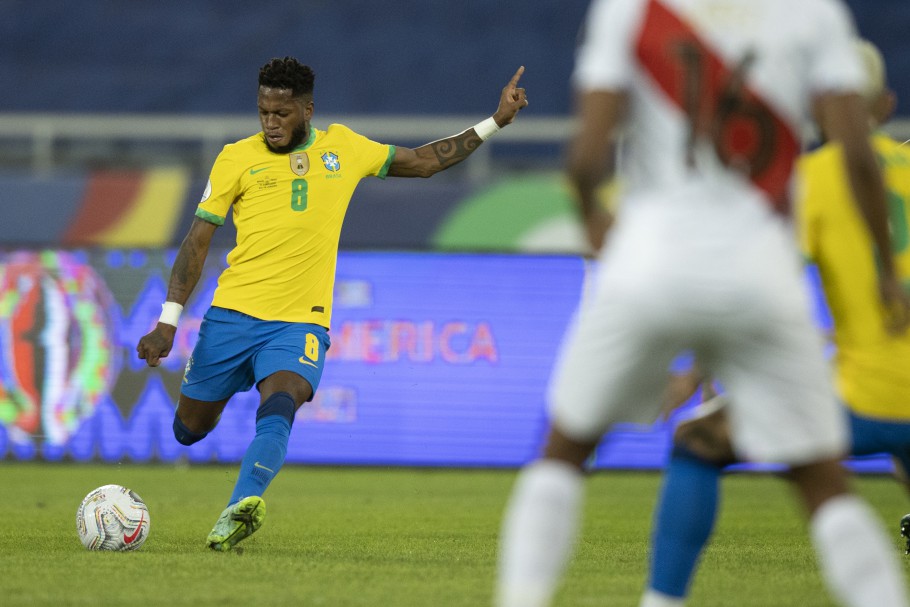 Brasil x Peru pela segunda rodada da Copa América. Lucas Figueiredo/CBF. Fred