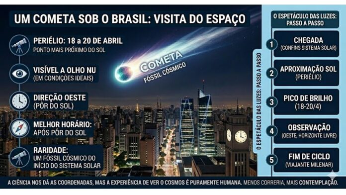 VISITA DO ESPAÇO: Cometa gigante cruza o céu do Brasil e poderá ser visto a olho nu neste fim de semana