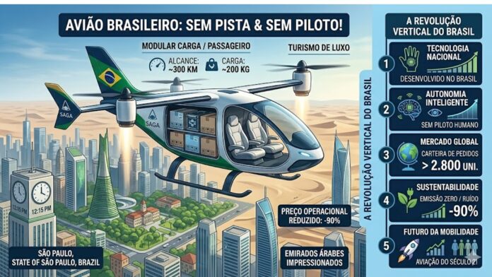 DECOLAGEM PARA O FUTURO: O avião brasileiro que voa sem pista e sem piloto — e conquistou os Emirados.