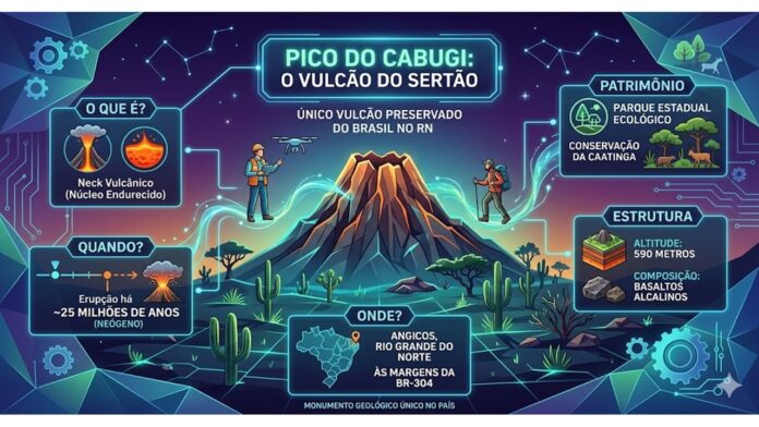 O VULCÃO DO SERTÃO: A sentinela de 25 milhões de anos que vigia a Caatinga.
