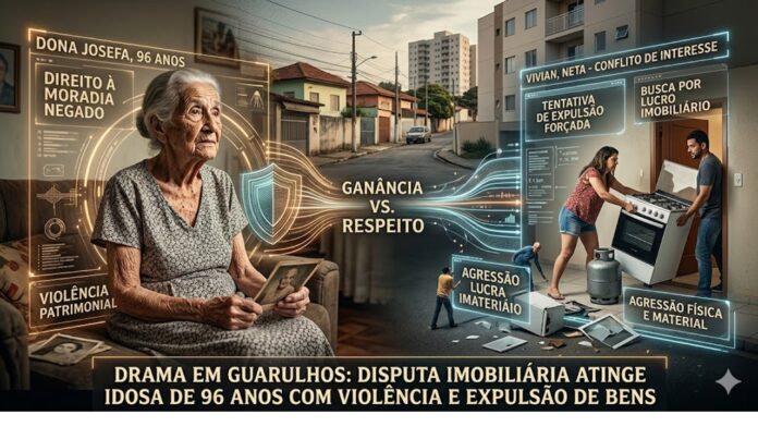SOMBRAS DA GANÂNCIA: Disputa imobiliária termina em agressão contra idosa de 96 anos na Grande SP.